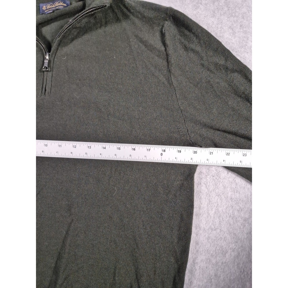 Brooks Brothers Sweater 1/4 Zip Men's L Brookstech Merino Wool Green Preppy - Picture 4 of 6